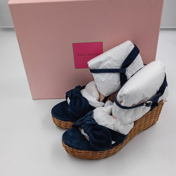 Kate Spade New York Women's Patio Espadrille Wedge Sandals, Navy,  Size 9 - Picture 1 of 7